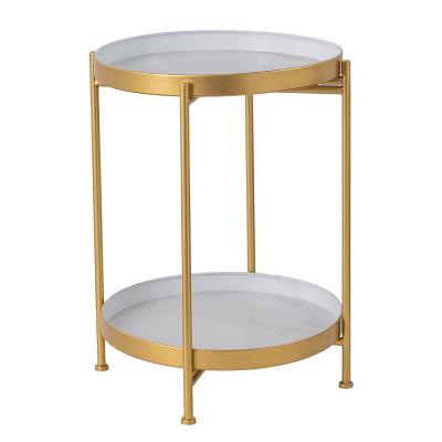 China Factory cheap folding bilateral tables folding gold and white coffee table for office room and living room for sale