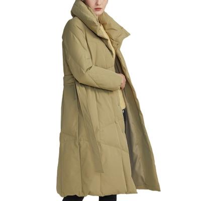 China Cheap Factory Price Waterproof Winter Women Outdoor Zipper Stripper Green Jackets Long Down Jacket for sale