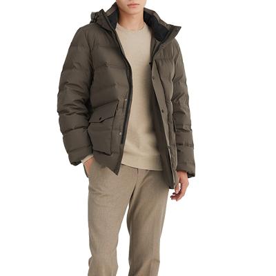 China Anti-wrinkle ODM OEM pocket mens long coat with hooded duck down jacket mens work khaki jacket for sale