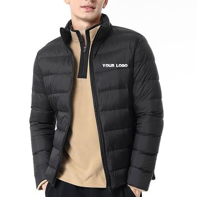 China Anti-wrinkle plus size jacket men's custom OEM logo down coat men's ultra light winter outdoor duck down jacket men's black for sale