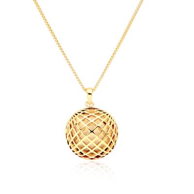 China New Fashion Trendy Environmentally Friendly Cavity Copper Ball Bracelet Gold Color Choker Pendant Necklace For Female Girls Jewelry Gift for sale