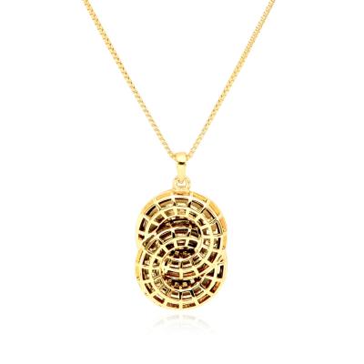 China New Arrival Wholesale Environmentally Friendly Copper Bangle Hollow Pattern With Double Circle Pendant 18K Gold Color Choker Chain Necklaces For Party for sale