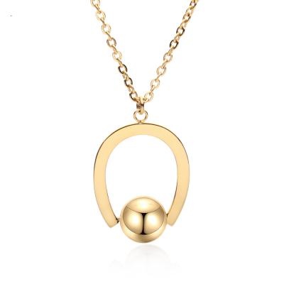 China Wholesale Korean Simple Style Gold Stainless Steel Necklace Pendant New U Shape TRENDY Necklace Jewelry For Women for sale