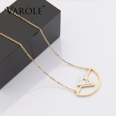 China Holiday Environmental Friendly Copper Jewelry Statement Gold Color Stainless Steel Bracelet Howlite Pendant Chain Necklace For Women for sale