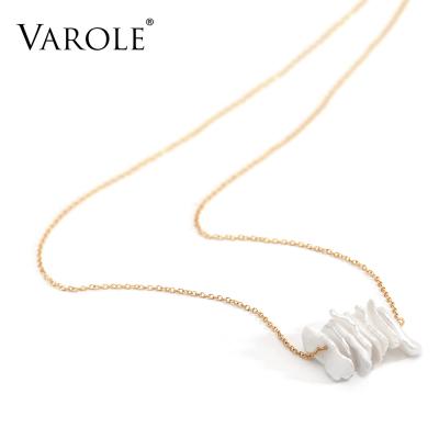 China Summer environmental friendly copper style bracelet irregular freshwater pearl necklace pendant for women gold color necklace jewelry wholesale for sale