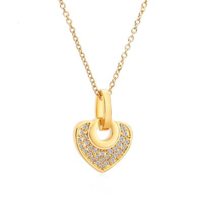 China FASHIONABLE Cute Mini Heart Necklaces With Zircon Gold Color Necklace For Women Kolye Necklace Jewelry for sale