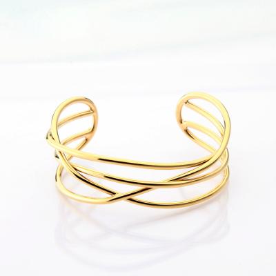 China TRENDY Simple Design Copper Bracelets Multi Line Charm Bangle Women Gold Bracelets For Ladies for sale