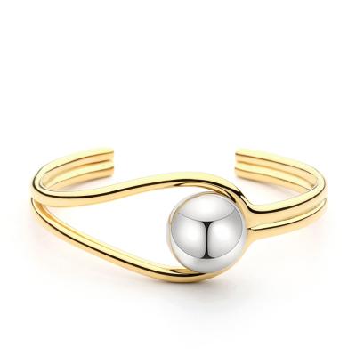 China FASHIONABLE Ball High End Gold Metal Bangles Open Cuff Stainless Steel Bangle Bracelet For Women for sale