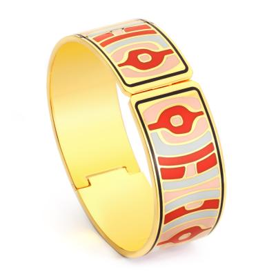 China TROPICAL Culture Fashion Custom Design Enamel Jewelry To Charm Handmade Bracelets Bangles Geometric Enamel Bangle Jewelry Gifts for sale