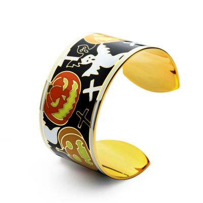 China FASHIONABLE Hallows Angel Pattern Day Enamel Cuff Bracelet Can Opening Bracelets Bangles For Women Fashion Pulseiras Christmas Gift for sale