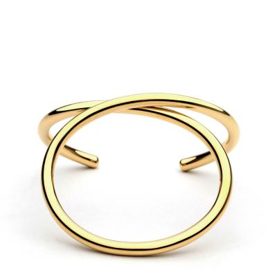 China Environmental Friendly Copper Bangle Simple Lines Exaggerated Bangles And Cuff Bracelets Gold Color For Women Brand Summer Metal Bangle Pulseiras Gifts Jewelry for sale