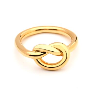 China Hot-selling Environmentally friendly Copper Boutique Ring Knot Ring For Women Gold Color Delicate Single Party Line Ring Fashion Jewelry for sale