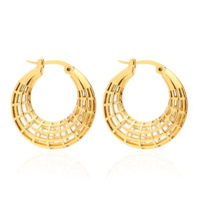 China SDJ Round Cavity Earrings Circle Environmental Friendly Copper Punk Earrings For Women Gold Color Hoops Earrings Shape Jewelry for sale