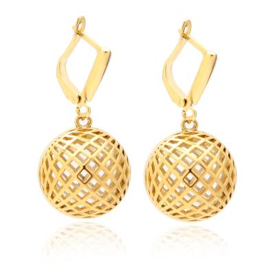 China Environmental Friendly Copper SDJ Earrings Jewelry Factory Wholesales Brass Gold Plated Hollow Around Ball Shape Earrings For Woman for sale