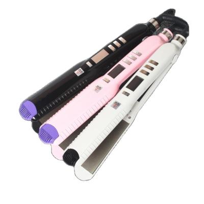 China Private Label 65w 2 in1 PTC Titanium Hair Straightener Hair Styling Elements Outdoor Heating Flat Iron for sale