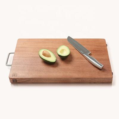 China Viable Multifunctional Wooden African Panel Custom Logo Rectangle Cutting Board With Rosewood Chopper Cheese Handles for sale