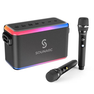 China Mini Sounarc A1 Karaoke Mini Sounarc A1 Blue-tooth Speaker Microphone Dual Wireless Microphones Wireless Stereo Portable Party Speaker for sale