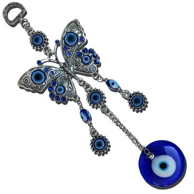 China Turkish Butterfly Glass Melting Wall Hanging Decoration Evil Eye Evil Eye Blue Wall Decor Wholesale Handmade Minimalist Eye Evil Eye for sale