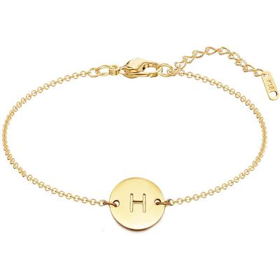 China FASHIONABLE Tasty Letter Bracelet Charm Coin Disc Delicate Name Bracelet For Women Girls Alphabet Name Bracelet for sale