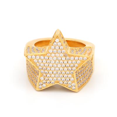 China Hiphop Dot Copper Brass Stars Five Shape Rings Iced Out Hip Hop Full Diamond Bling Rings For Women Men for sale