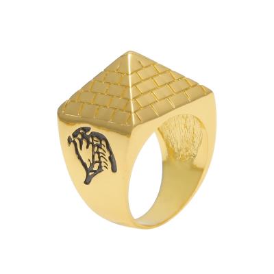 China Large Size Hiphop Pyramid Gold Hip Hop Rings Tapered Cone HipHop Rings Gold Plated Mens Womens Finger Rings for sale