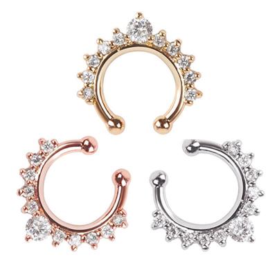 China Trendy Hoop Rings Non-Pierced Clip On Nose Septum Nose Ear Lip Stainless Steel Fake Nose Rings Hoop Rings for sale