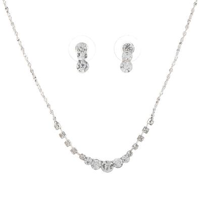 China Cute Ins Fashion Women Wedding Party Crystal Jewelry Necklace Earrings Set Bridal Crystal Luxury Necklace Earrings Jewelry Set for sale