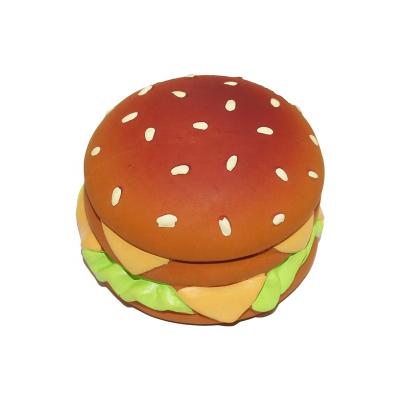 China Best Seller Viable Squeaky Dog Toys Mini Natural Latex Hamburger Dog Chewing Toy for Puppy and Small Dog for sale