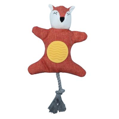 China Viable Thinkerpet OEM Stuffing Squeaky Pet Toys With Rope Plush Fox Dog Toy for sale