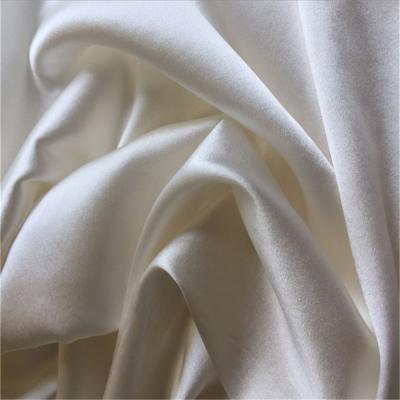 China Organic Classic Silk Stretch Satin Fabric With Spandex In White Color To Dye For Fashion Dress for sale