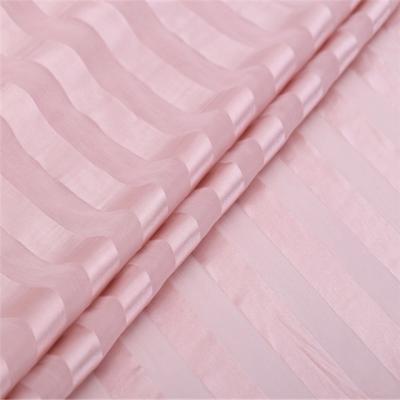 China Fashion Stripe Organic Silk Natural Chiffon Metallic Lurex Silk Fabric For Beautiful Dress for sale