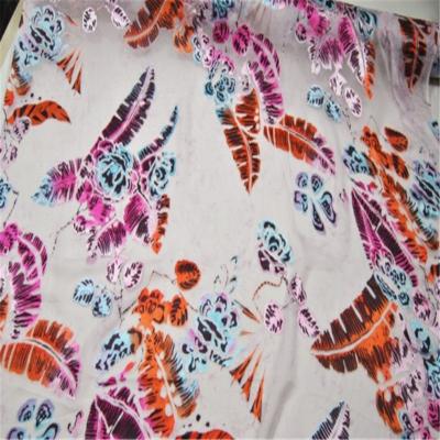 China Viable Silk Opal Fabric wholesale price burnout silk textile with floral pattern for summer girl dress for sale