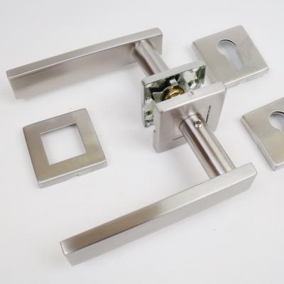 China Door Euro Standard Fire Rated 304 Stainless Steel Door Lever Handle Square Mounted Square Escutcheon EN1906 for sale