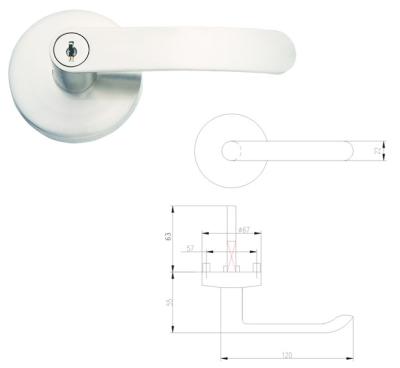 China Solid SS304 casting or zinc alloy solid casting fire door outside balance lock, the lever lock for panic exit device for sale