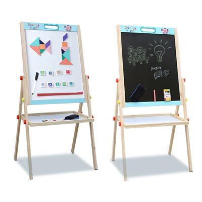 China Drawing Study Writing 98cm Height Multifunctional Kids Drawing Writing Magnetic White Board Holding Art Easel Wooden Double Sided Painting Board for sale