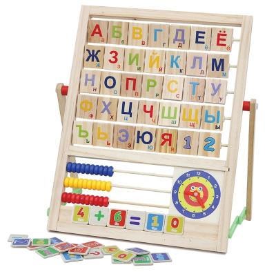 China Eductional Preschool Toys Wooden Multifunctional Abacus Learning Toy Frame Multilingual Alphabet Abacus Blocks Kids for sale