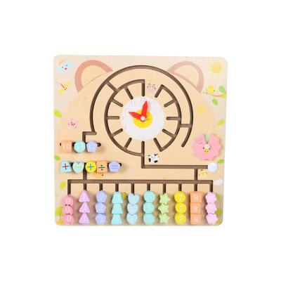 China Intelligence Wooden Kids Developing Clock Animal Double Sided Multifunctional Math Learning Board for sale