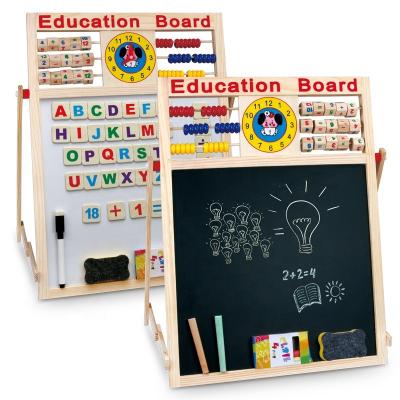 China Wooden Drawing Board Educational Game Toy Writing For Kids Dry Double-Sided Magnetic Easel Erase Large Size for sale