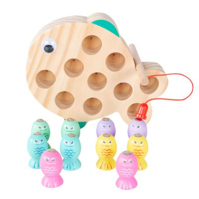 China Amazon Wooden Wooden Toy Fish Fishing Game Toys 2022 Educational Toys Baby For Kids Fish for sale