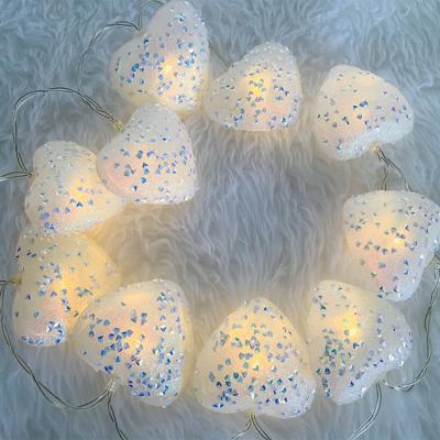 China Holiday Light Valentines Bedroom Decoration Battery Operated Led Heart Shaped String Lights for sale