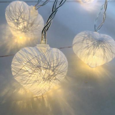 China Holiday Light 1.5M 10L Mini White Cotton Heart Shape Decoration Ferry Lights String for sale