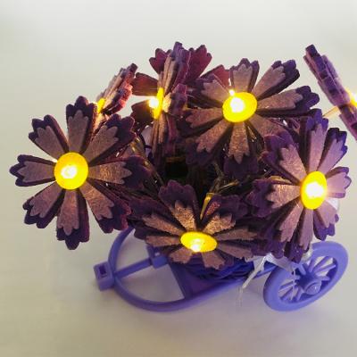 China Battery Operated Nonwoven Purple Garden Chrysanthemum Twine Decorative Light 6*0.4*6cm Easter for sale