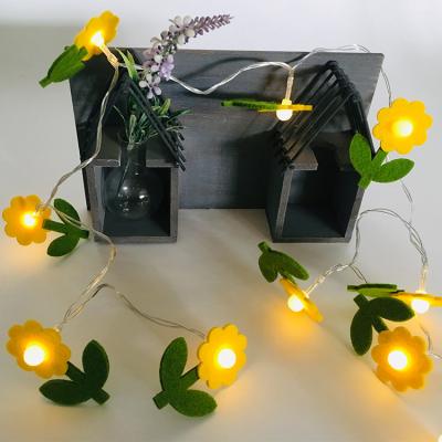 China Decorative 10 Easter Flower String Small Yellow White Nonwoven Lights Led 0.49*0.3*7cm for sale