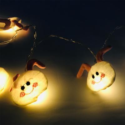 China Battery 5.7*1*4.2cm White String Led Light Cotton Filled Easter Decoration Fairy Bunny Head for sale