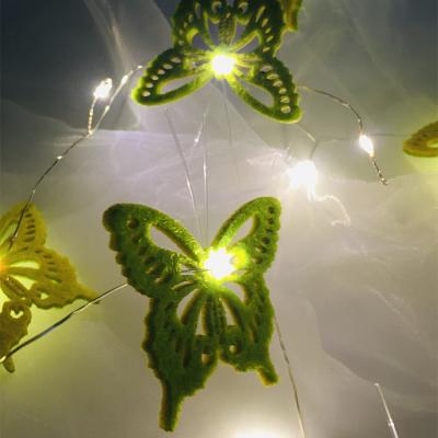 China Nonwoven Decorative String Light White And Yellow Easter Green Butterflies Led Light Strip 6.1*0.4*7.4cm for sale