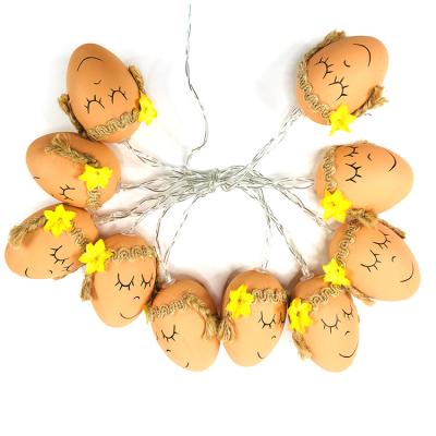 China Outdoor Led Light 1.7M Smiling Egg String Lights Custom Easter Holiday Decorations for sale