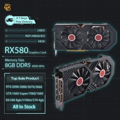 China Desktop In Stock Used New GPU Card RX 580 8gb DDR5 RTX 3090 3080 3070 GPU GDDR6 24gb GTX 1660 Super RX 580 Graphics Cards for sale