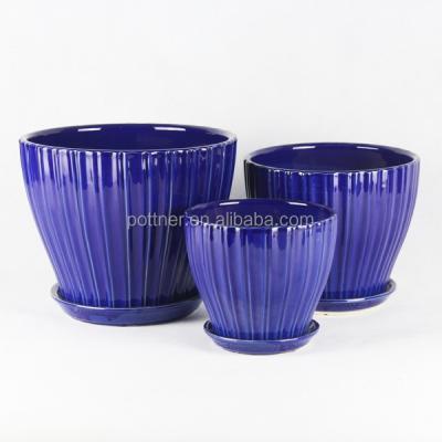 China Desktop Flower Pots Flowerpot Garden Potted Plant Pot Ceramic Blue Planter 241D for sale