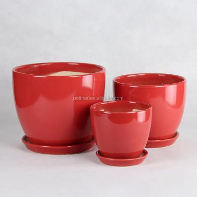 China 101R Ceramic Red Glazed Planter for sale