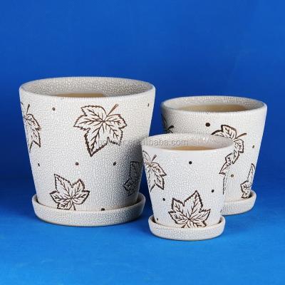 China Ceramic Brown Pattern Beaded Glazed Ceramic Pots 001P-FB for sale